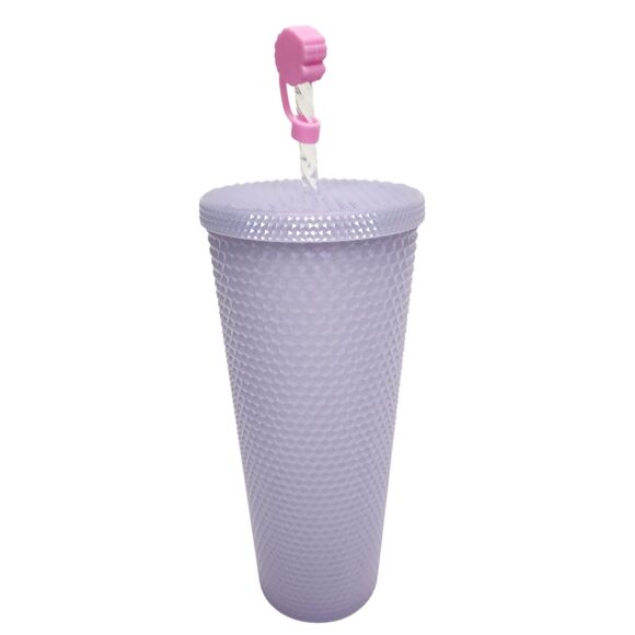 STARBUCKS Venti Cup Tumbler Icy Lilac Studded Bling 24 oz + Topper Winter 2021 - Picture 2 of 7